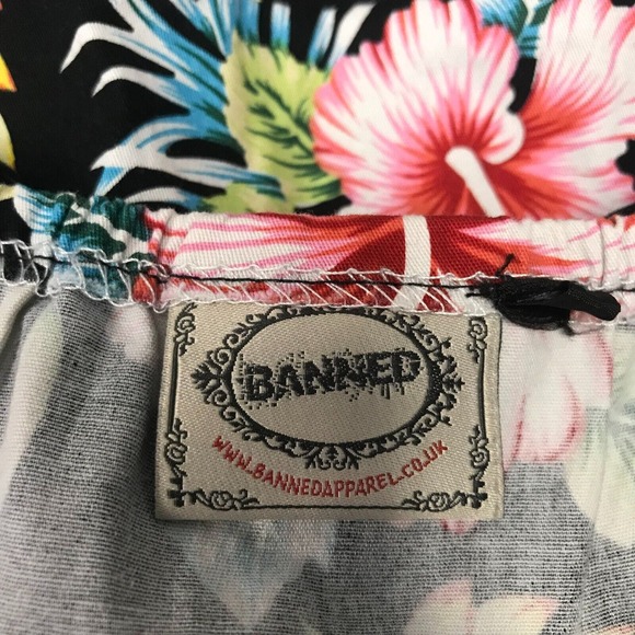 Banned Apparel Romper Womens Small Tropical Floral Print Retro Adjustable Straps - Picture 7 of 12
